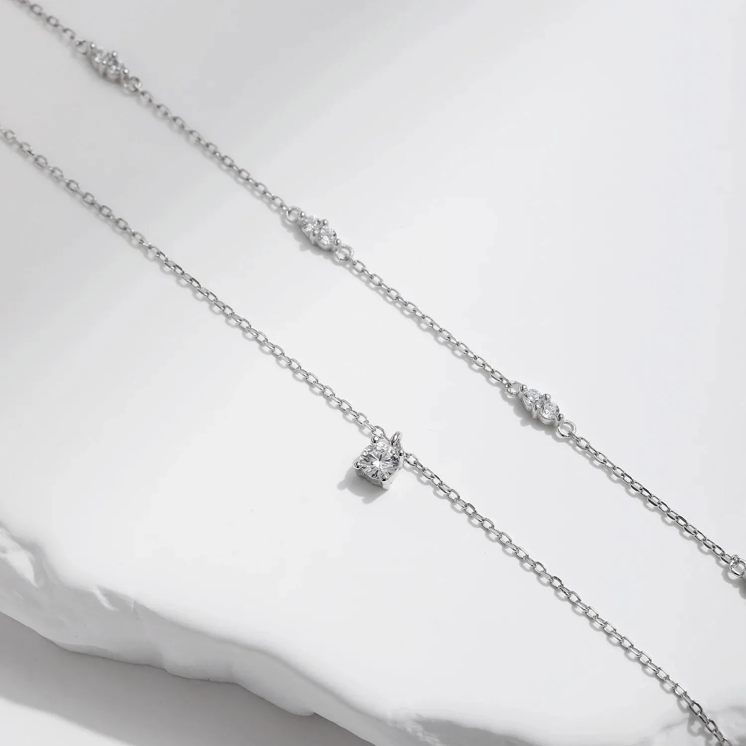 MODIAN Moissanite Double Layer collana argento 925 0,30 ct