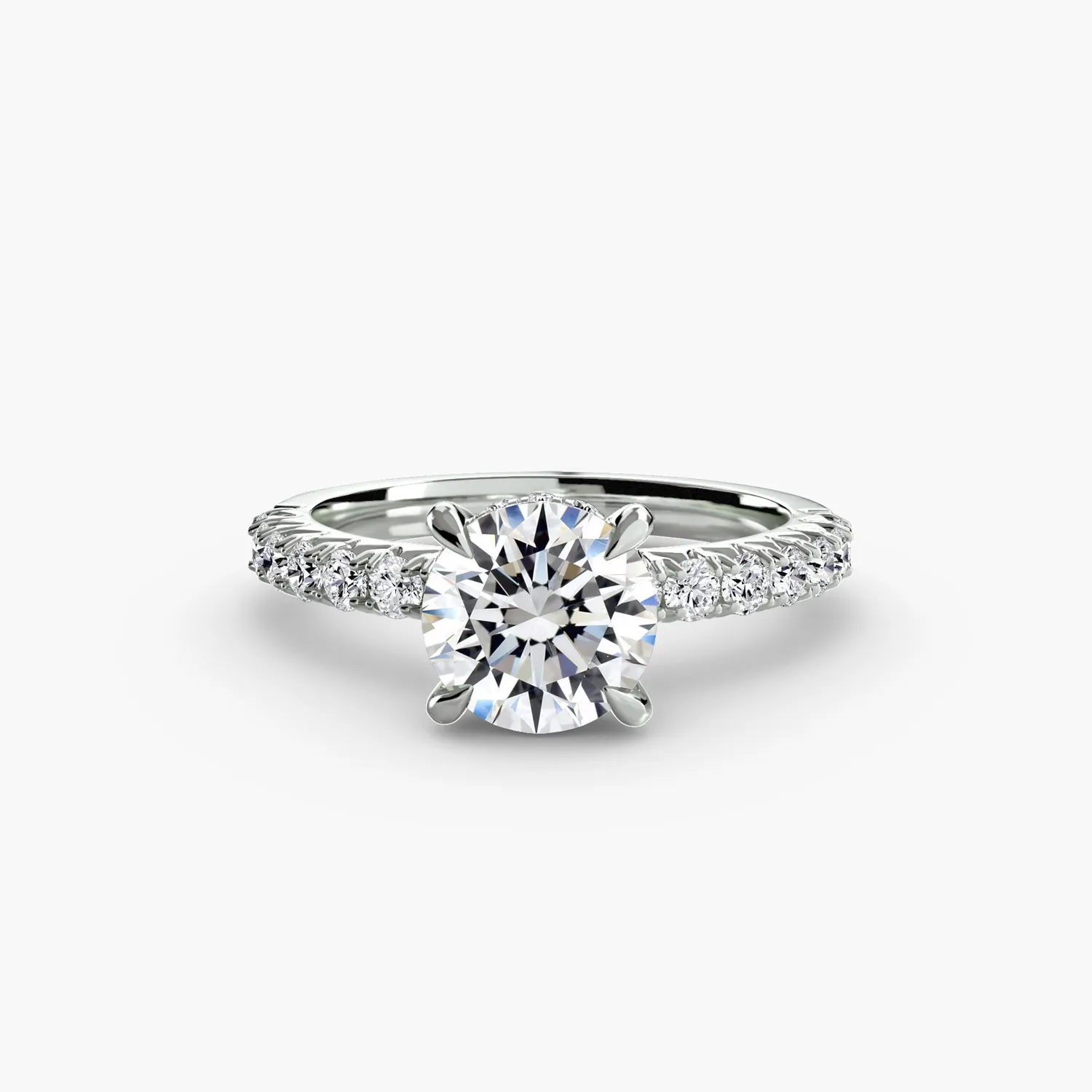 Sinico Solitaire Pavé 6 anello oro bianco 18kt tondo