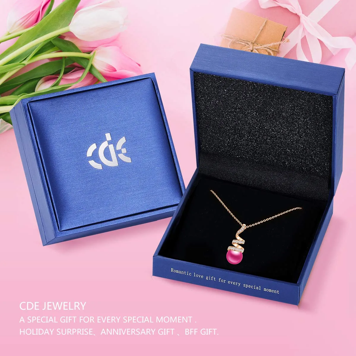 CDE Sei l'unico collana oro rosa perle Swarovski