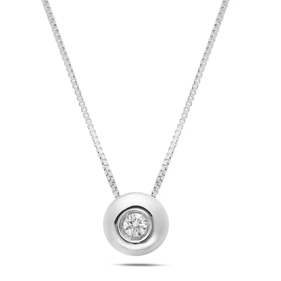 Sinico Donut Collana Punto Luce Oro Bianco Diamante 0,06 ct 42 cm