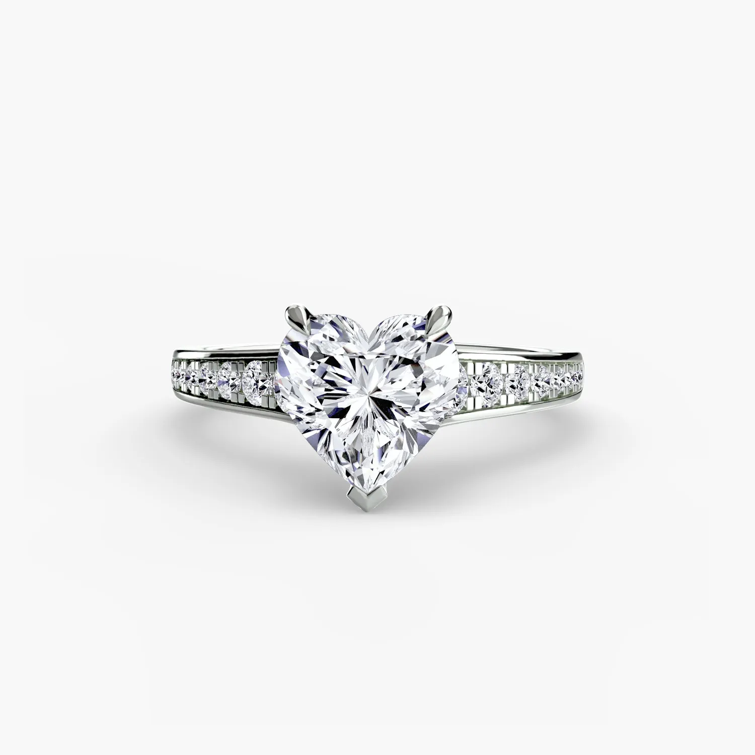 Sinico Solitaire Pave 7 anello oro bianco 14Kt pavé