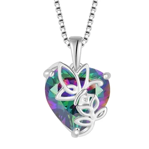 YL Rosa Farfalla Cuore collana argento 925 zirconia nera
