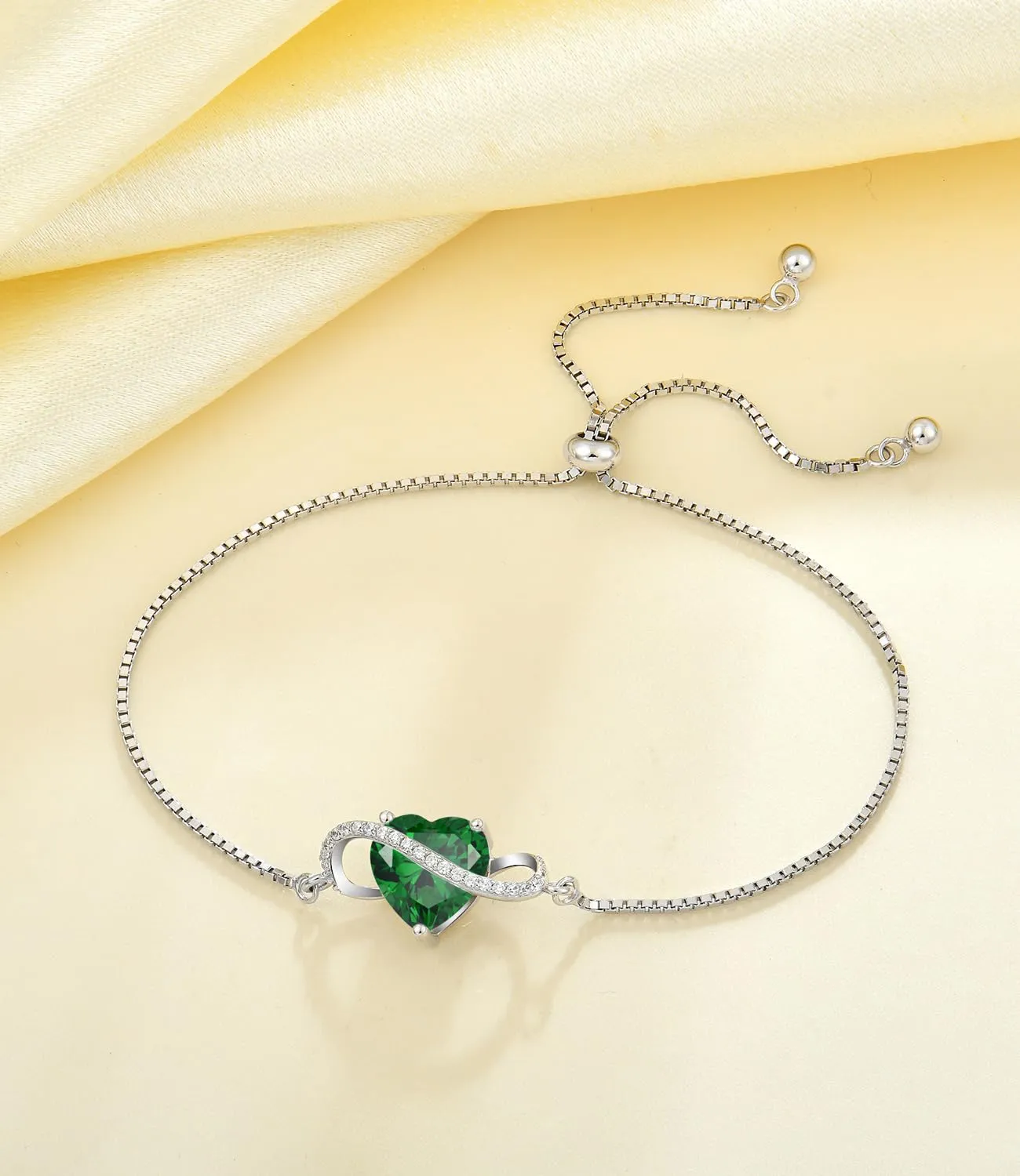 YL Bracciale Cuore Infinito Argento 925 Pietra Bianca