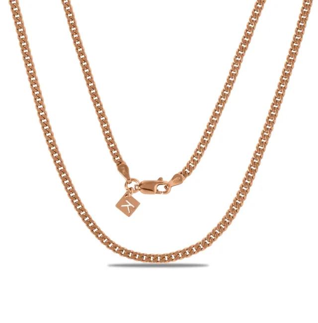 Kezef Curb collana argento oro rosa 3 mm 60 cm