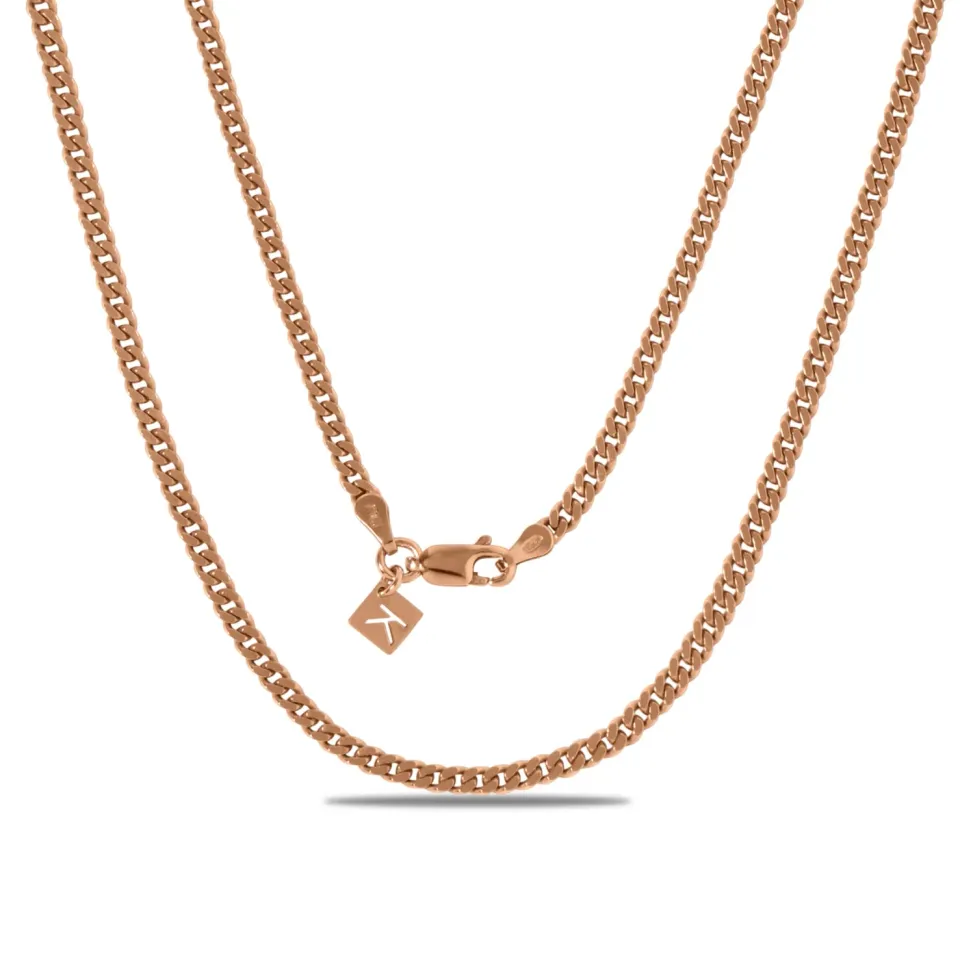 Kezef Curb collana argento oro rosa 3 mm 60 cm