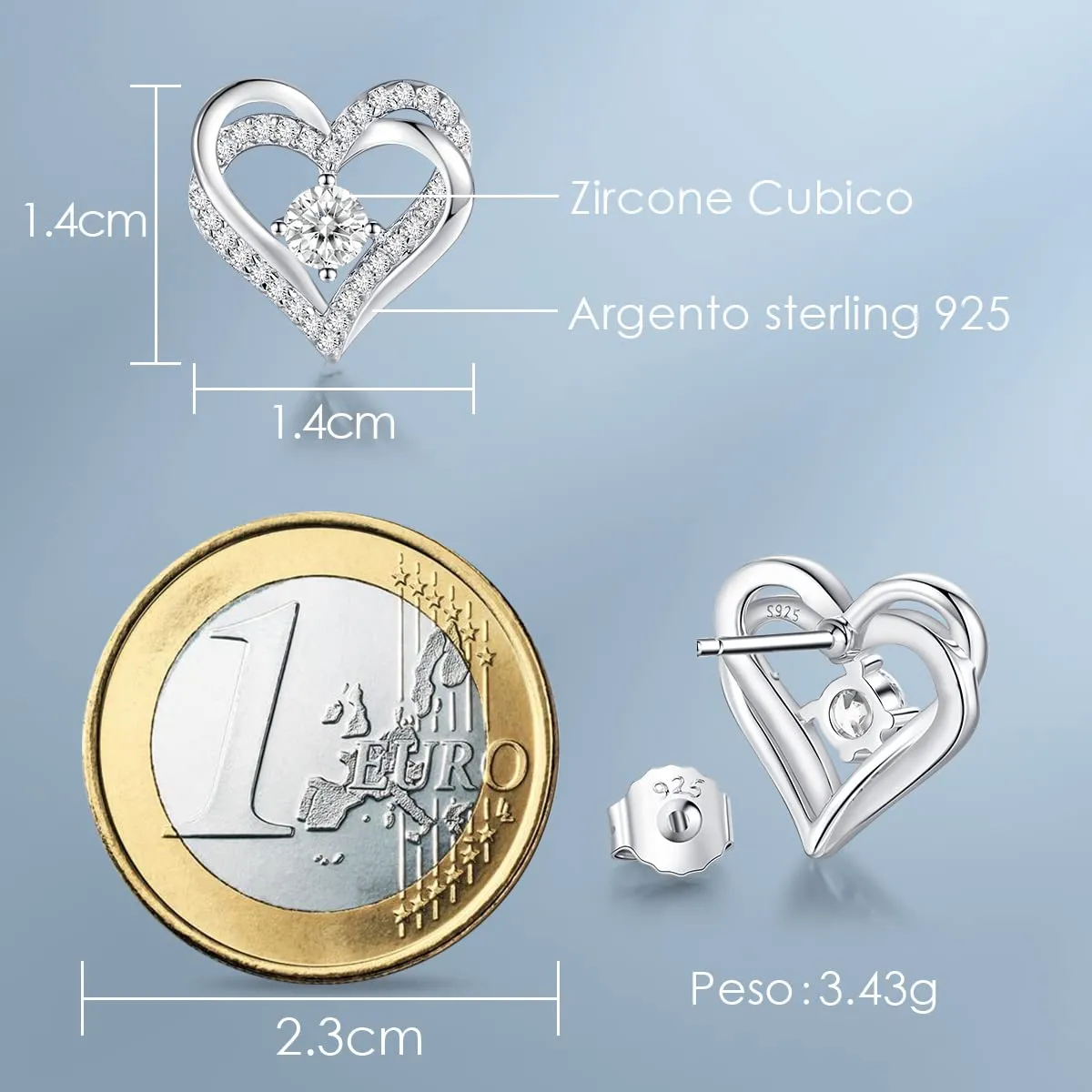CDE Cuore orecchini argento 925 oro rosa