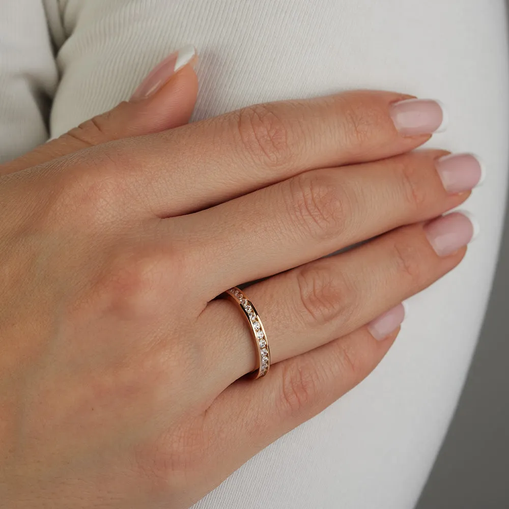 Sinico Eternity binario anello oro rosa 18kt misura 13