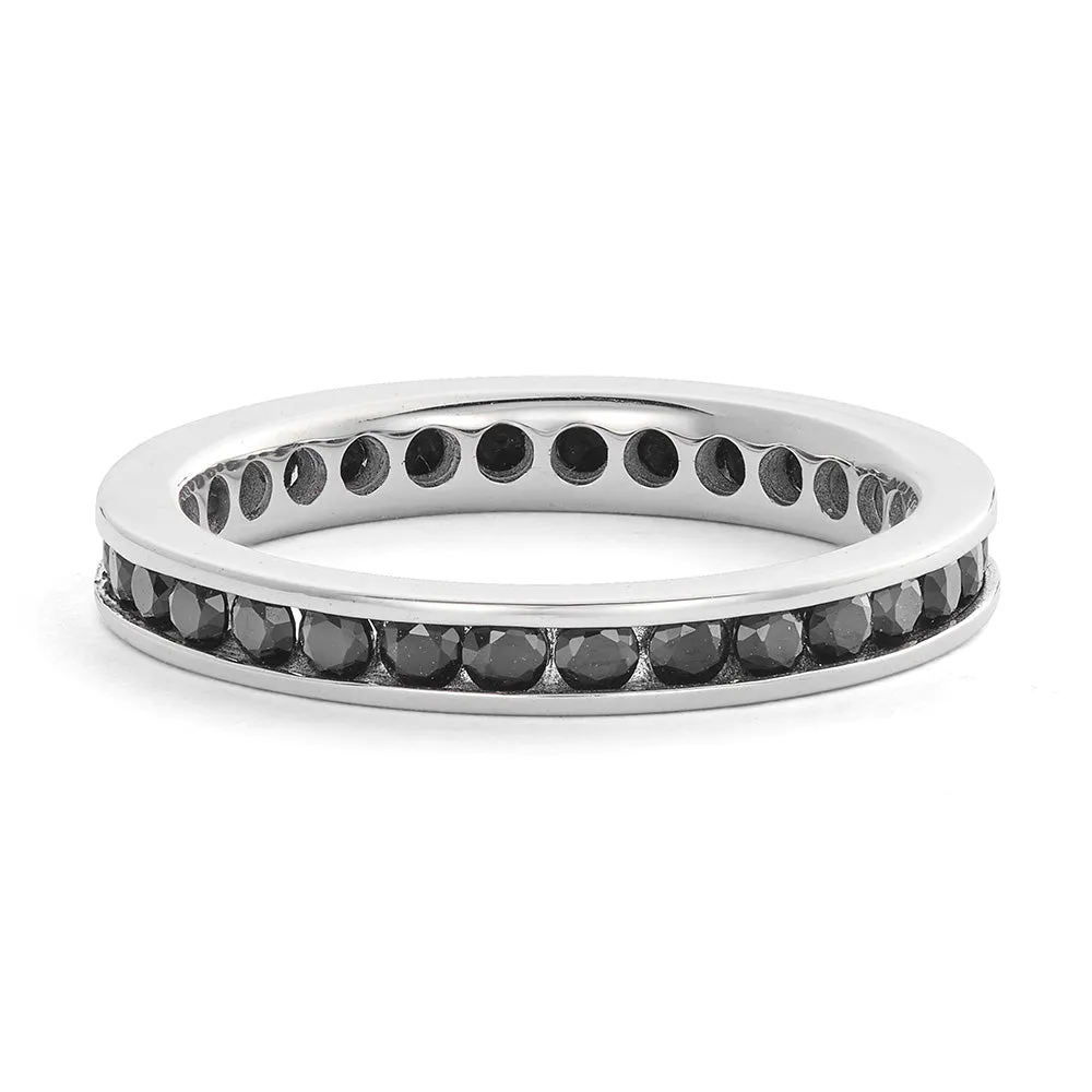 Sinico Eternity Binario anello oro bianco zirconia neri
