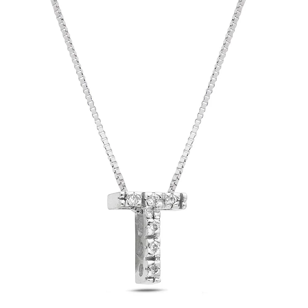 Sinico Letters T Piccola Collana Oro Bianco Diamanti 42 cm