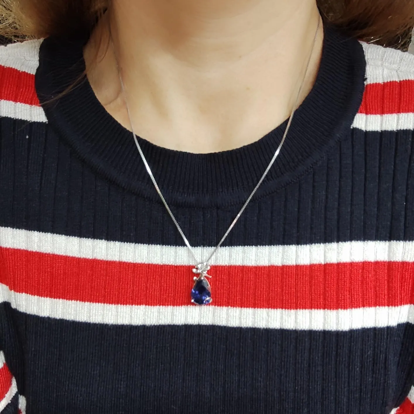 YL Giglio collana argento 925 pietra pera
