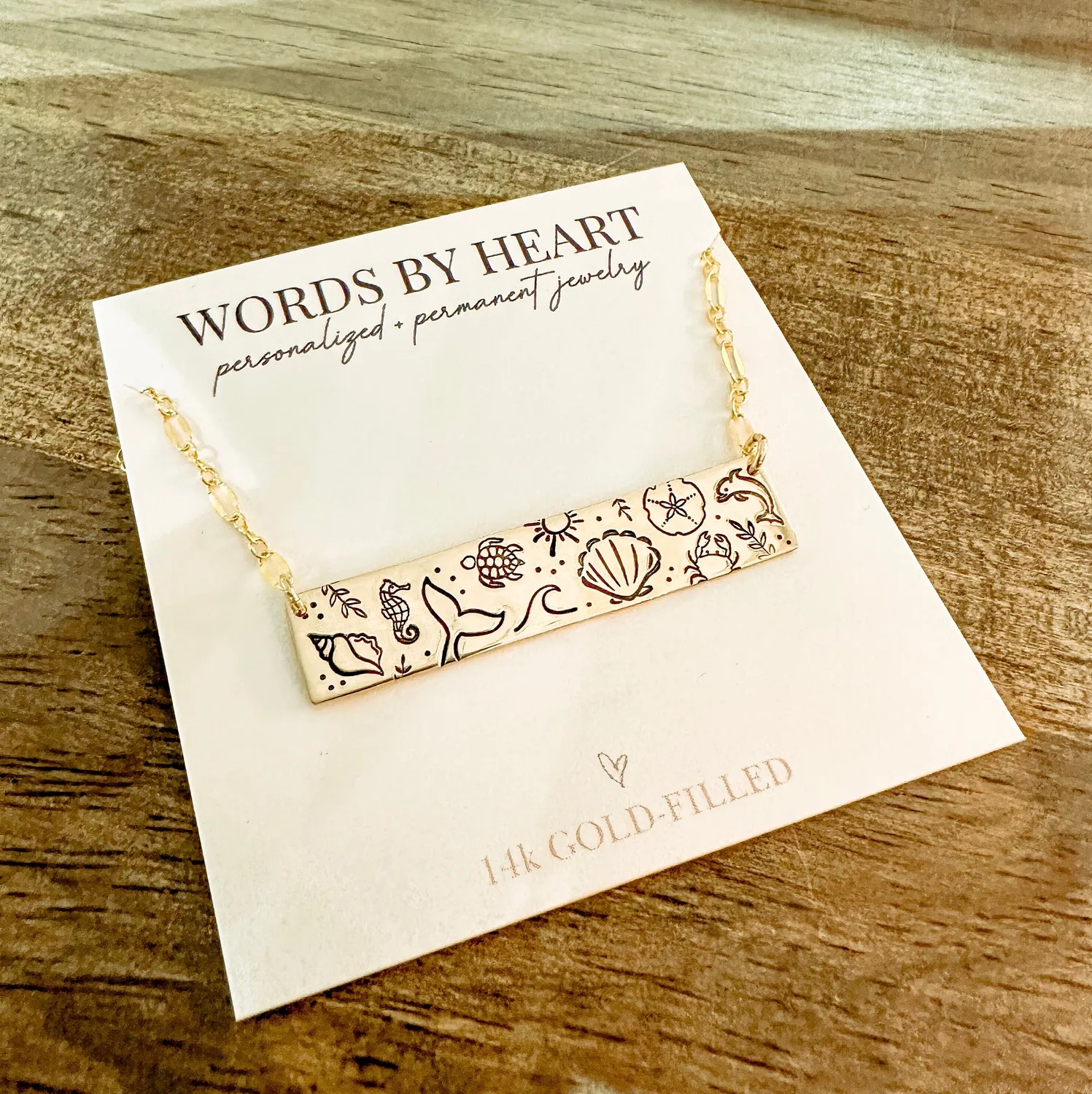 WordsByHeartCo Beachy Chunky Bar collana argento tropicale