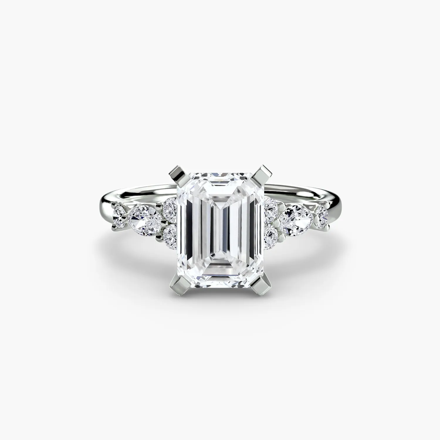 Sinico Floral Accent Solitaire anello oro bianco 18Kt