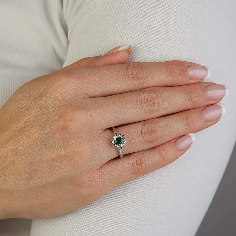 Sinico Kate mini anello oro bianco agata verde