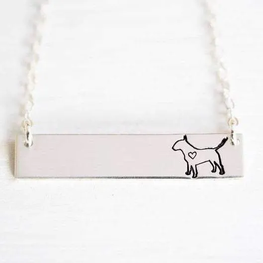 WordsByHeartCo Bull Terrier Mom collana barretta argento 925 45 cm