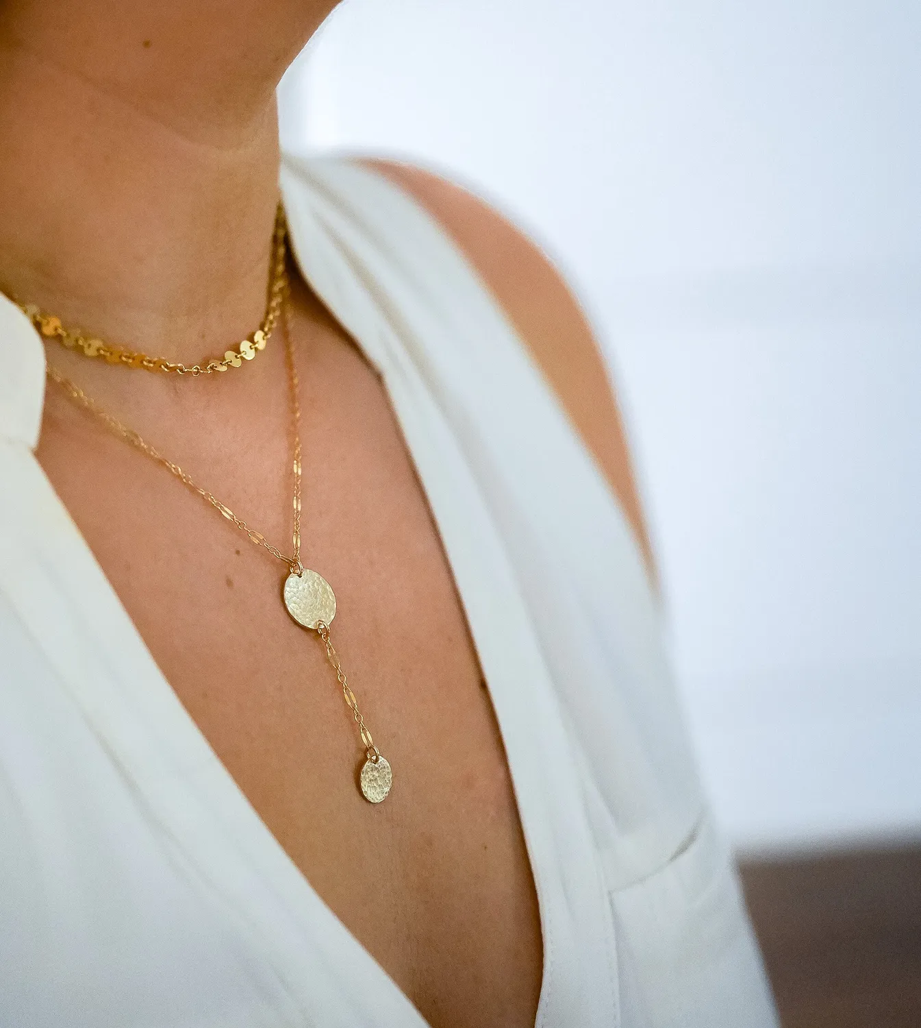 WordsByHeartCo Seth Dappled Disc collana argento 925 40-45 cm