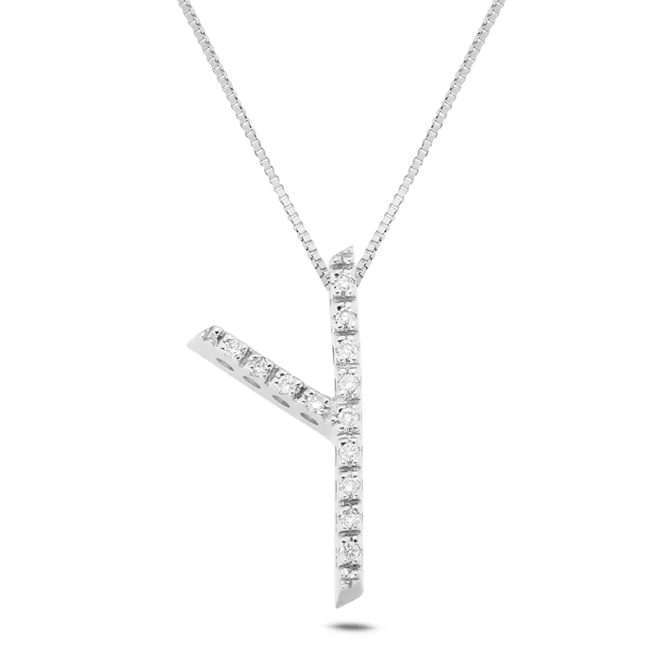Sinico Letters Y collana oro bianco diamanti 42 cm