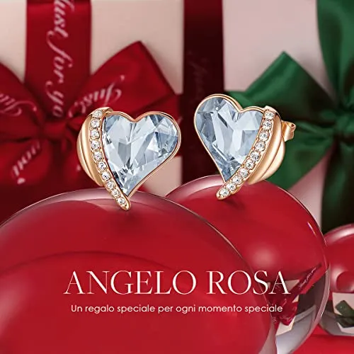 CDE Orecchini Bottone Cuore Oro Rosa Placcato 18 Kt