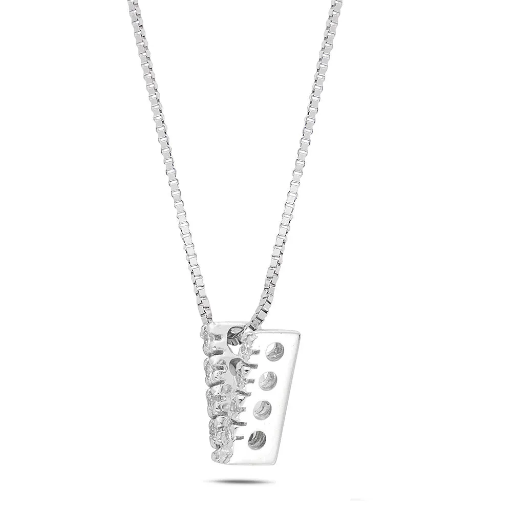 Sinico Letters V Collana Oro Bianco 18Kt Diamanti 42 cm
