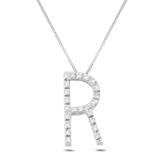 Sinico Letters R grande collana oro bianco diamanti