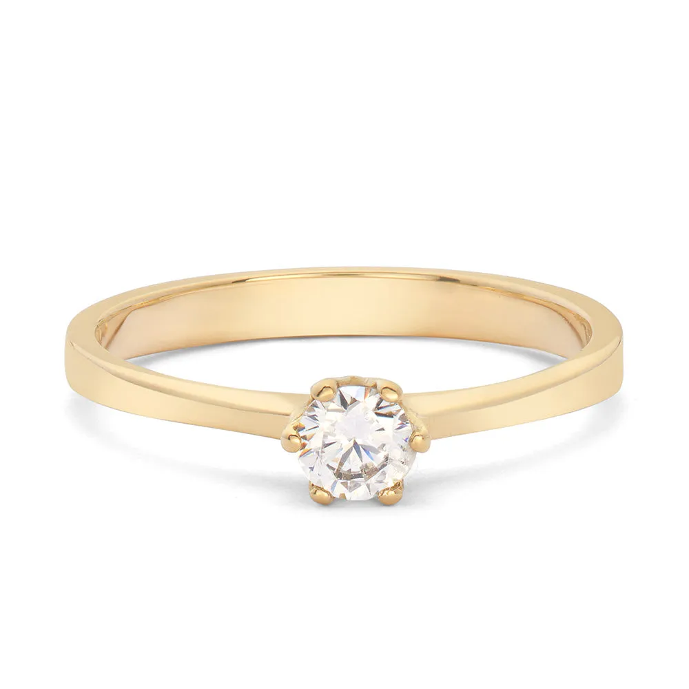 Sinico Solitario Classico 6 Punte Anello oro giallo zirconia