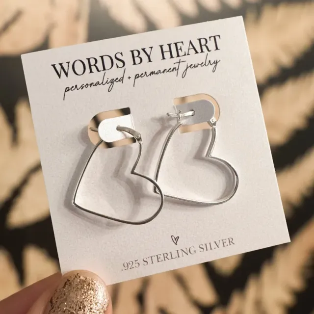 WordsByHeartCo Large Heart Hoops orecchini cerchi cuore gold filled