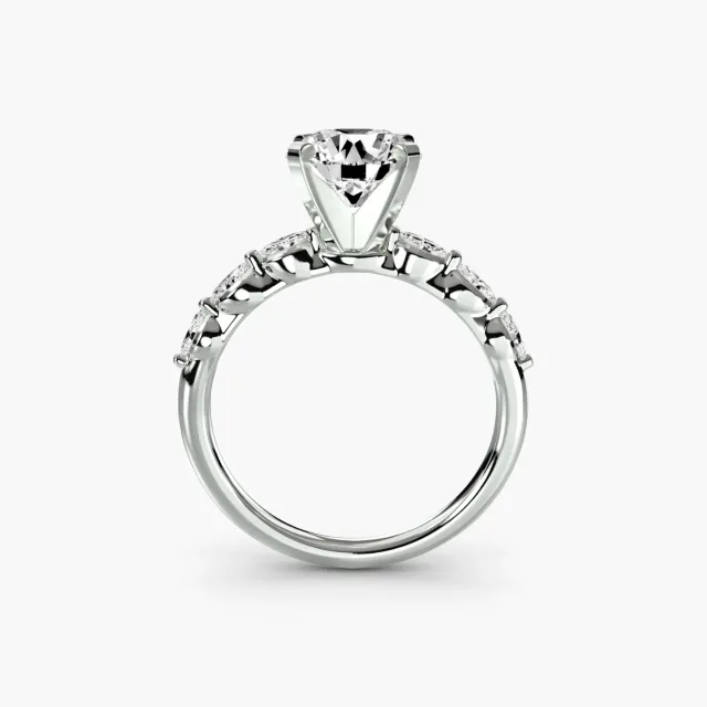 Sinico Floral Accent Solitaire anello oro bianco 18Kt