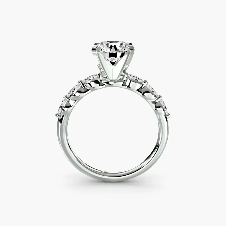 Sinico Floral Accent Solitaire anello oro bianco 18Kt