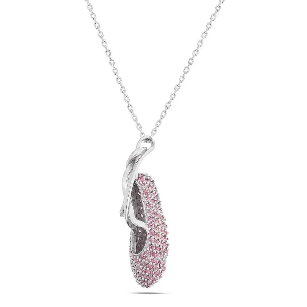 Sinico Dance scarpetta collana oro bianco zirconia rosa