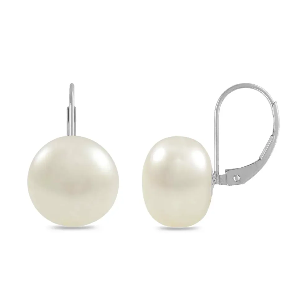 Kezef orecchini monachella argento 925 perla bianca 12 mm