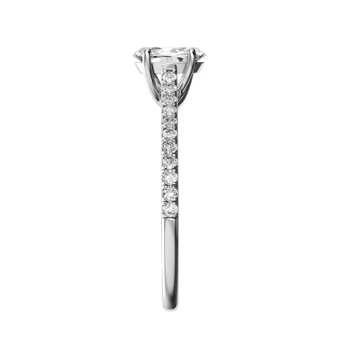 Sinico Promesse Anello Fidanzamento Ovale Oro Bianco 12,5 Diamante