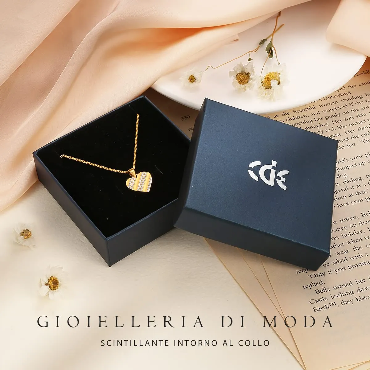 CDE Collana Cuore Zirconia Oro Donna Bambina