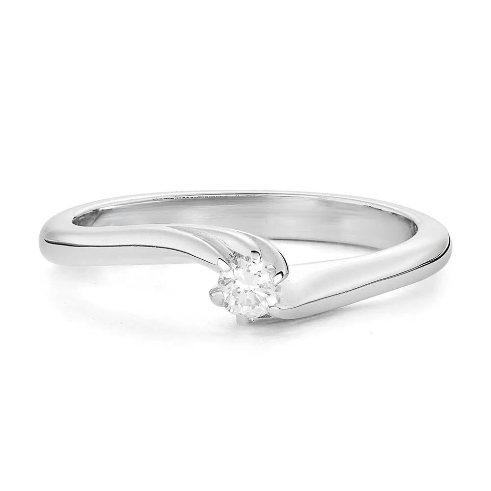SINICO Promesse Valentine anello solitario oro bianco diamante