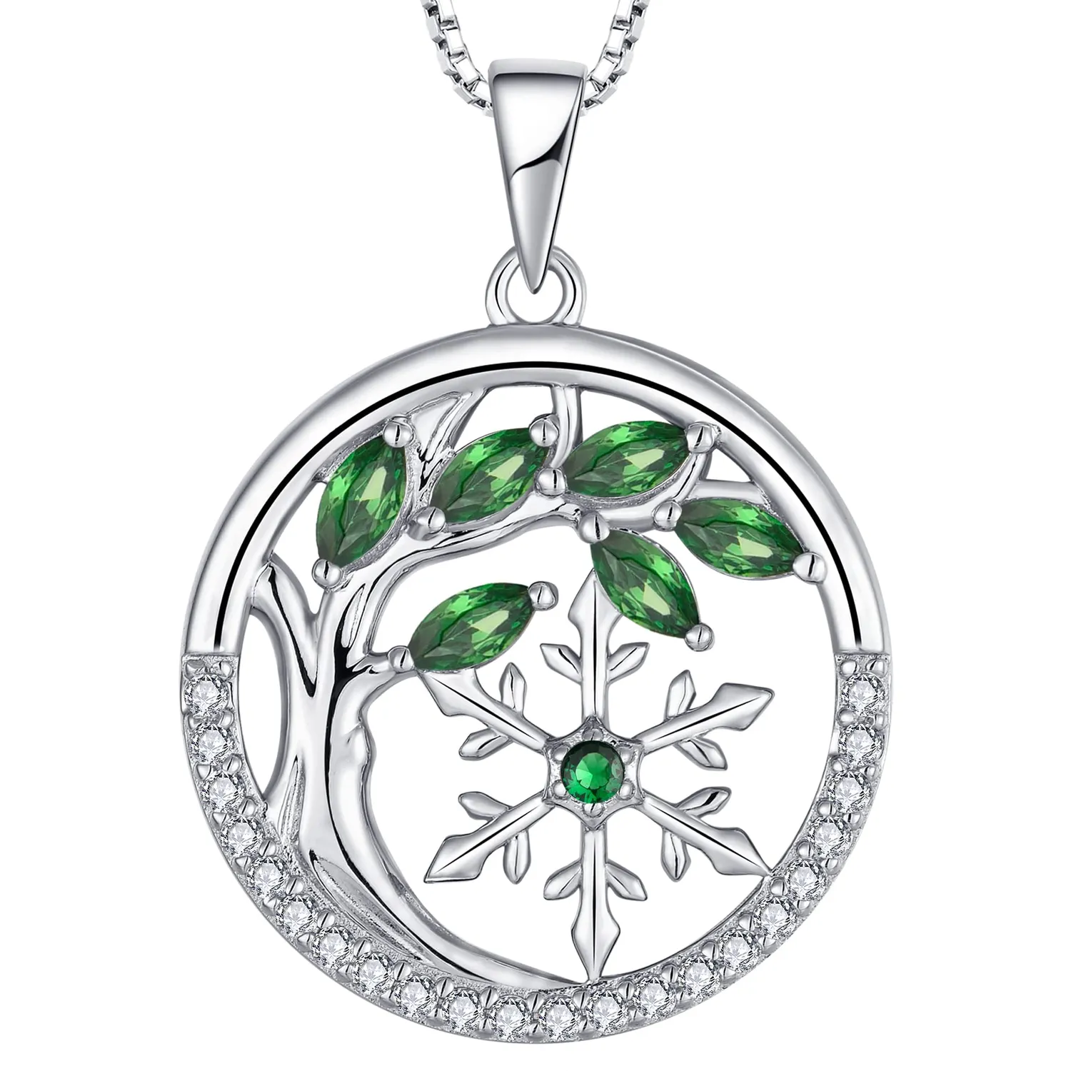 YL Albero Vita Fiocco Neve collana argento 925 acquamarina marzo