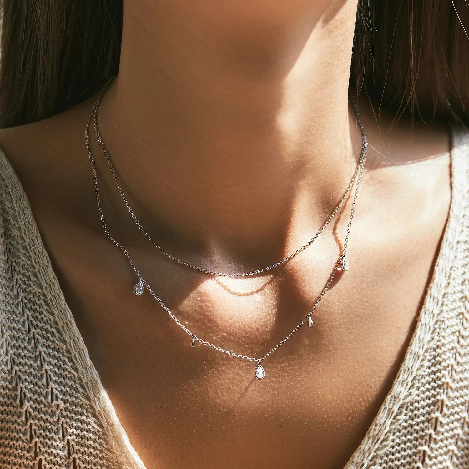 MODIAN Pear collana pendente moissanite argento 925