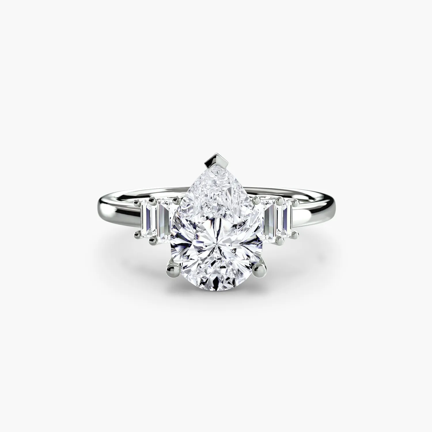 Sinico Baguette Accent Solitaire anello oro bianco 14Kt