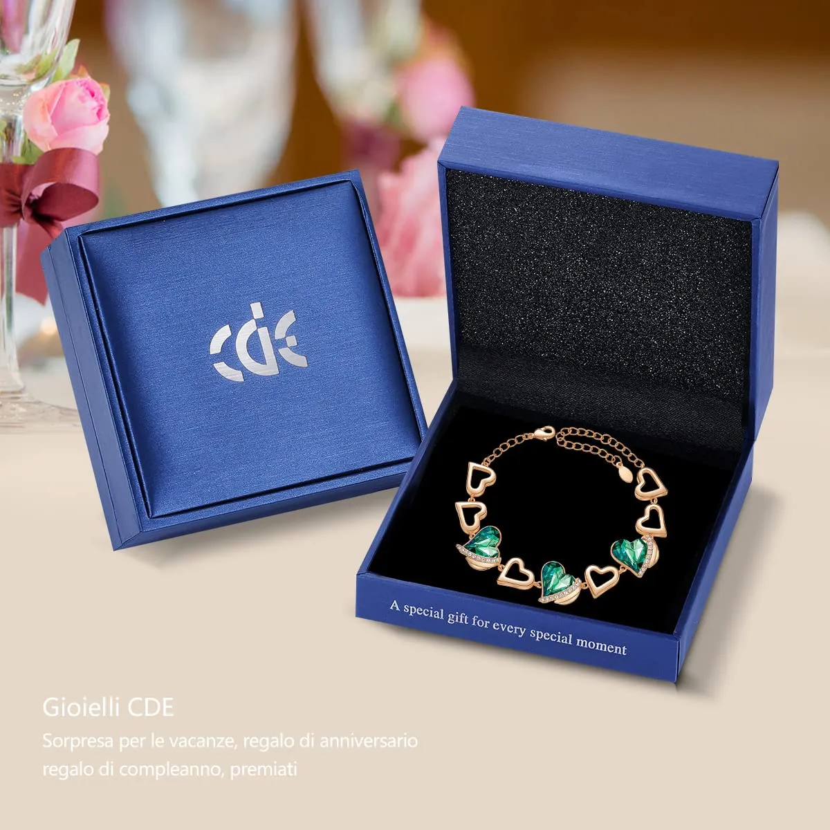 CDE Amore Cuore bracciale oro bianco cristalli