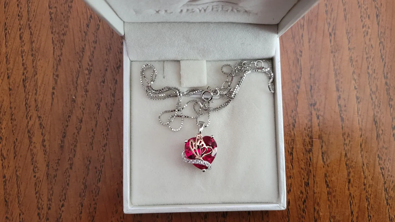 YL Farfalla Cuore collana argento 925 rubino luglio