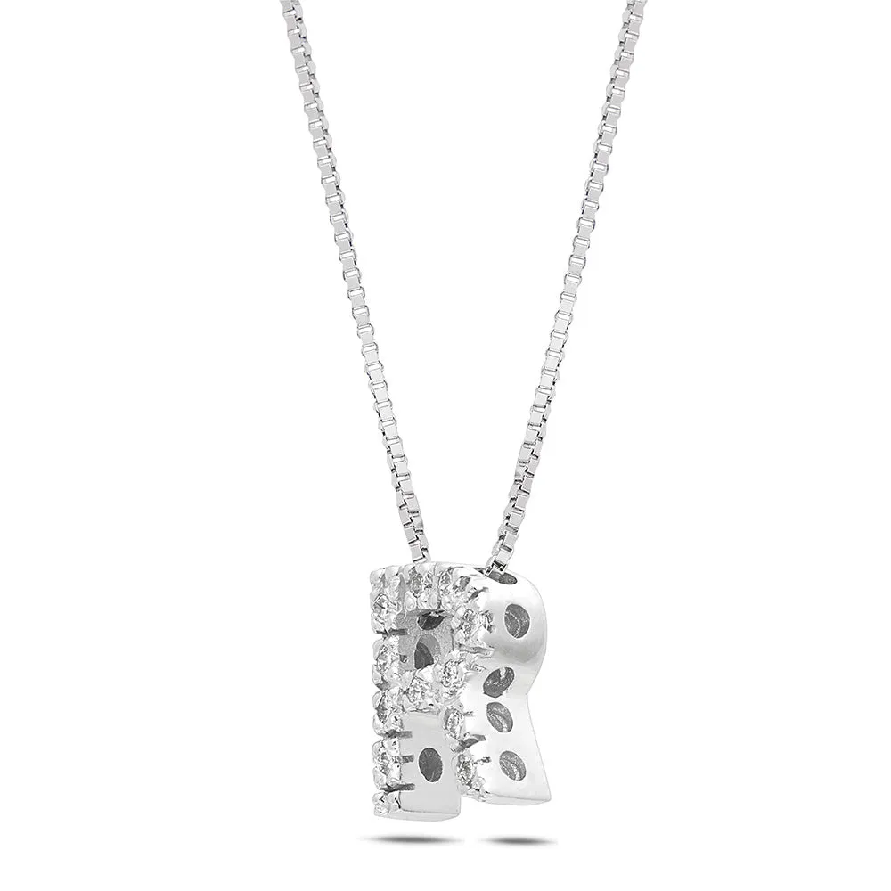 Sinico Letters collana lettera R oro bianco diamanti 40 cm