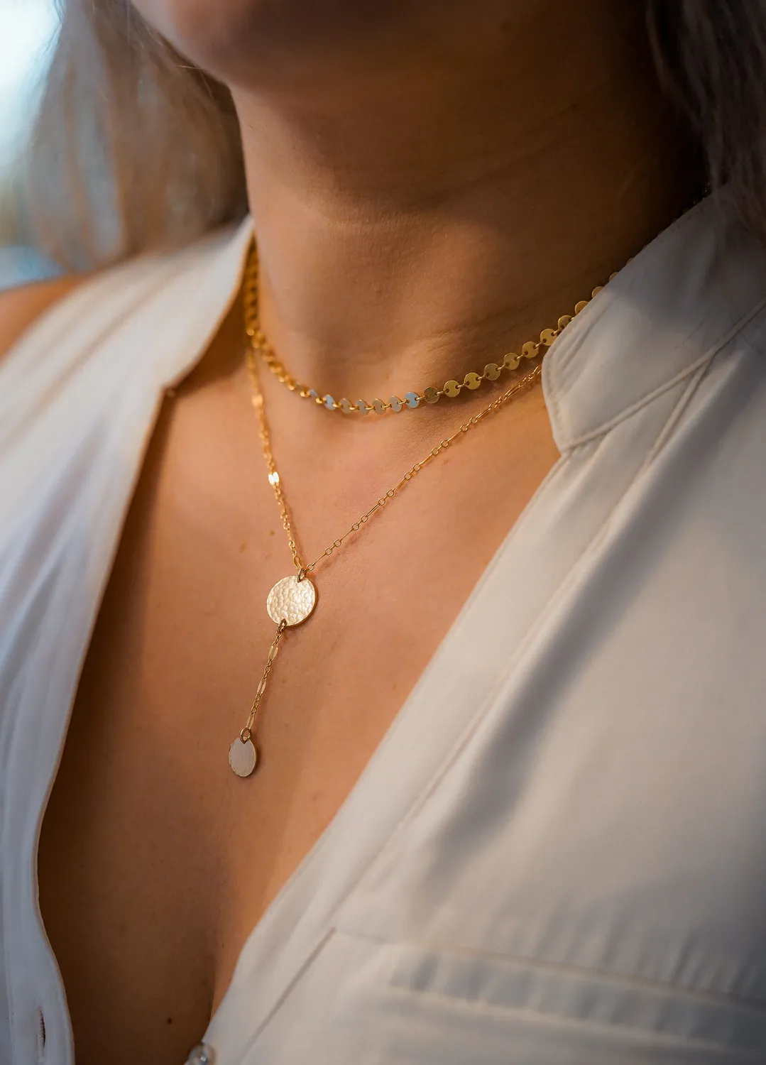 WordsByHeartCo Seth Dappled Disc collana argento 925 40-45 cm