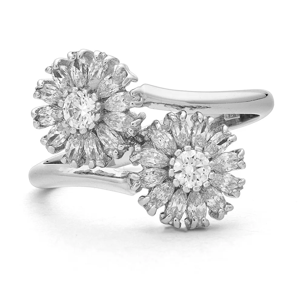 SINICO Classic fiore anello oro bianco 18Kt misura 14