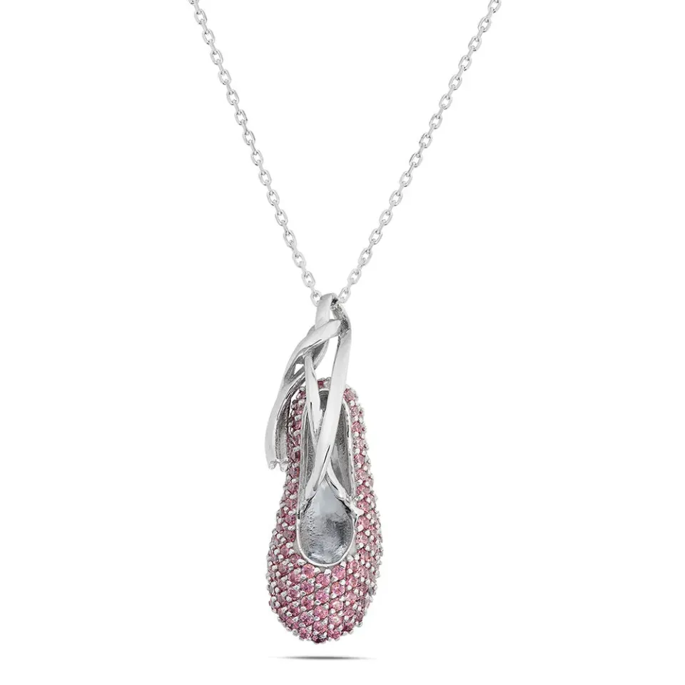 Sinico Dance scarpetta collana oro bianco zirconia rosa