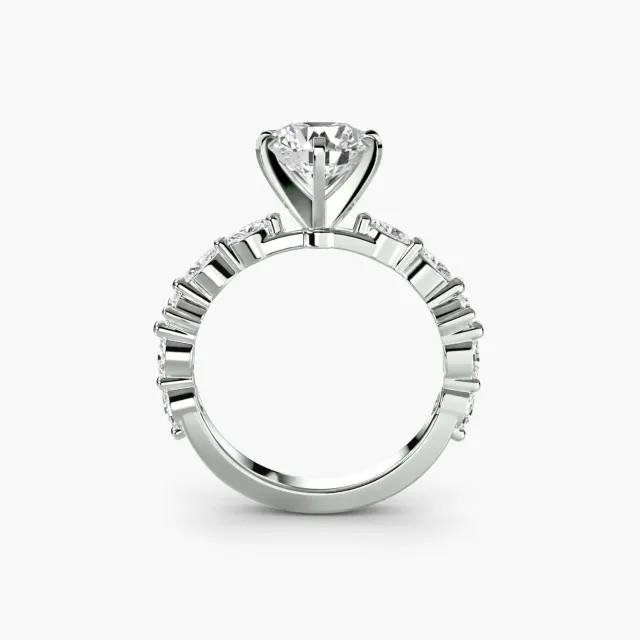 SINICO Eternity Pavé anello solitario oro bianco 18Kt tondo