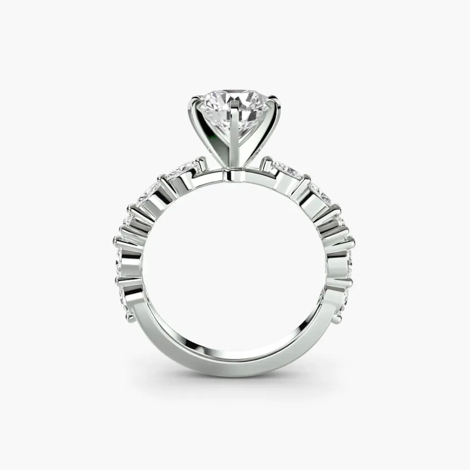SINICO Eternity Pavé anello solitario oro bianco 18Kt tondo