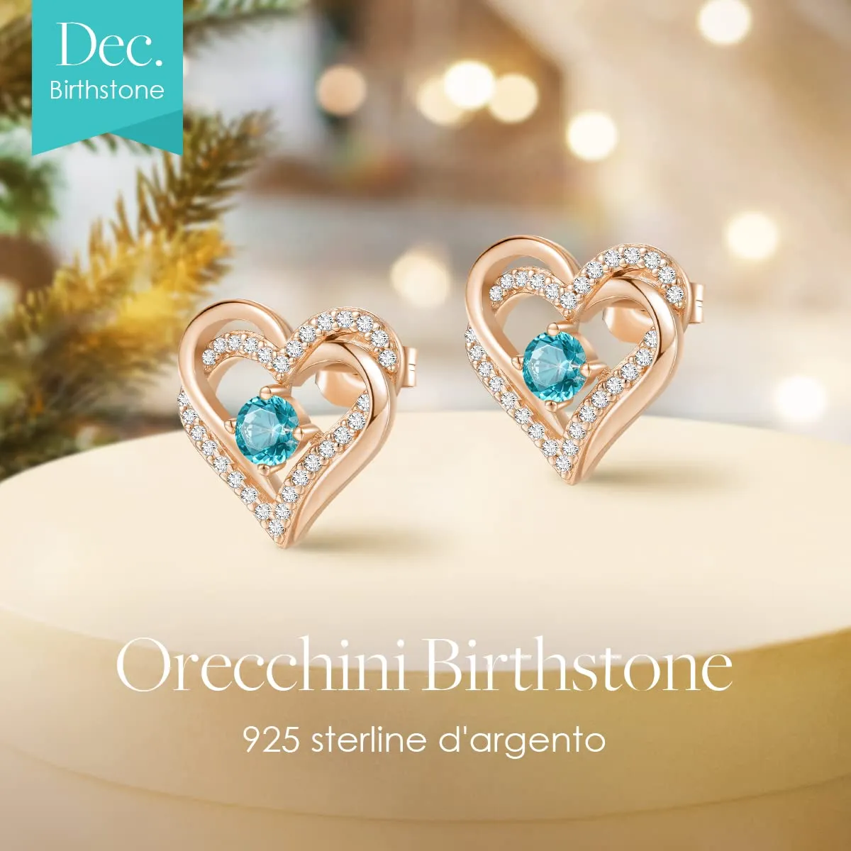 CDE Cuore Orecchini Argento 925 Oro Bianco