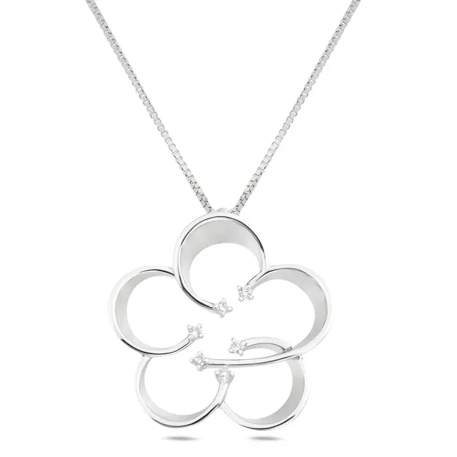 SINICO Riflessi Fiore collana oro bianco 18Kt diamanti 42cm