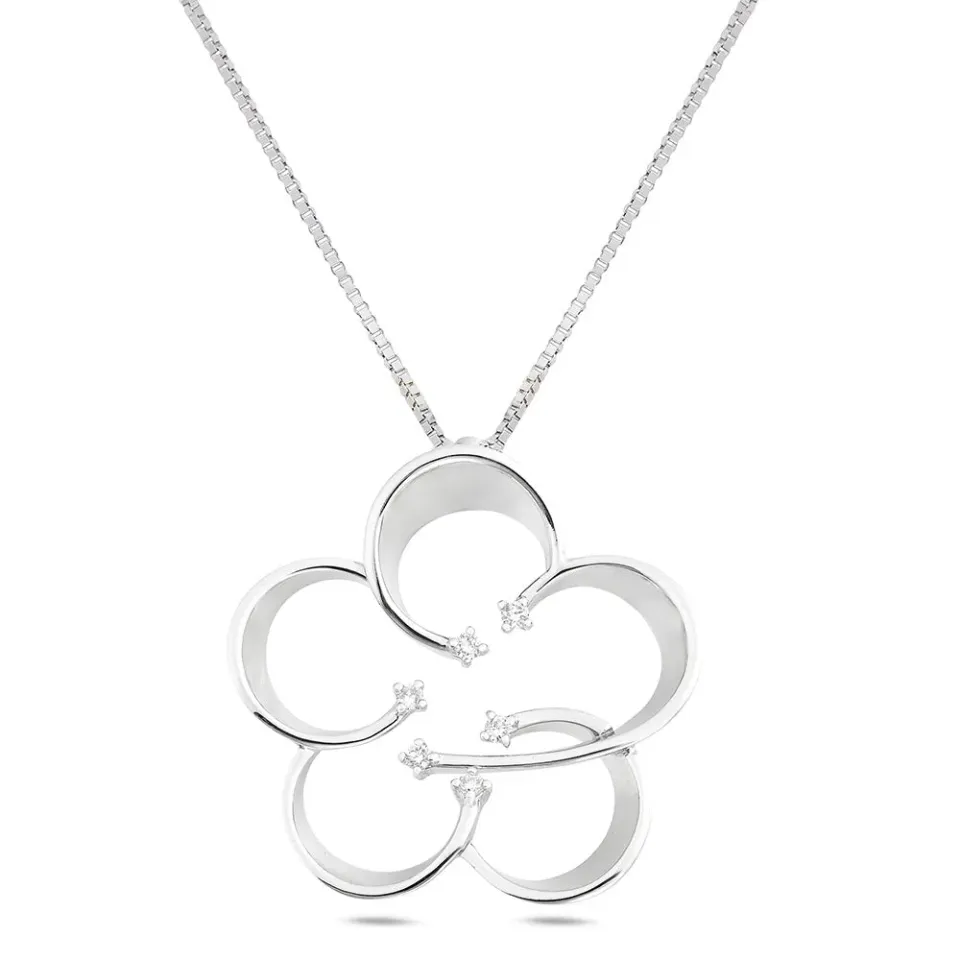 SINICO Riflessi Fiore collana oro bianco 18Kt diamanti 42cm