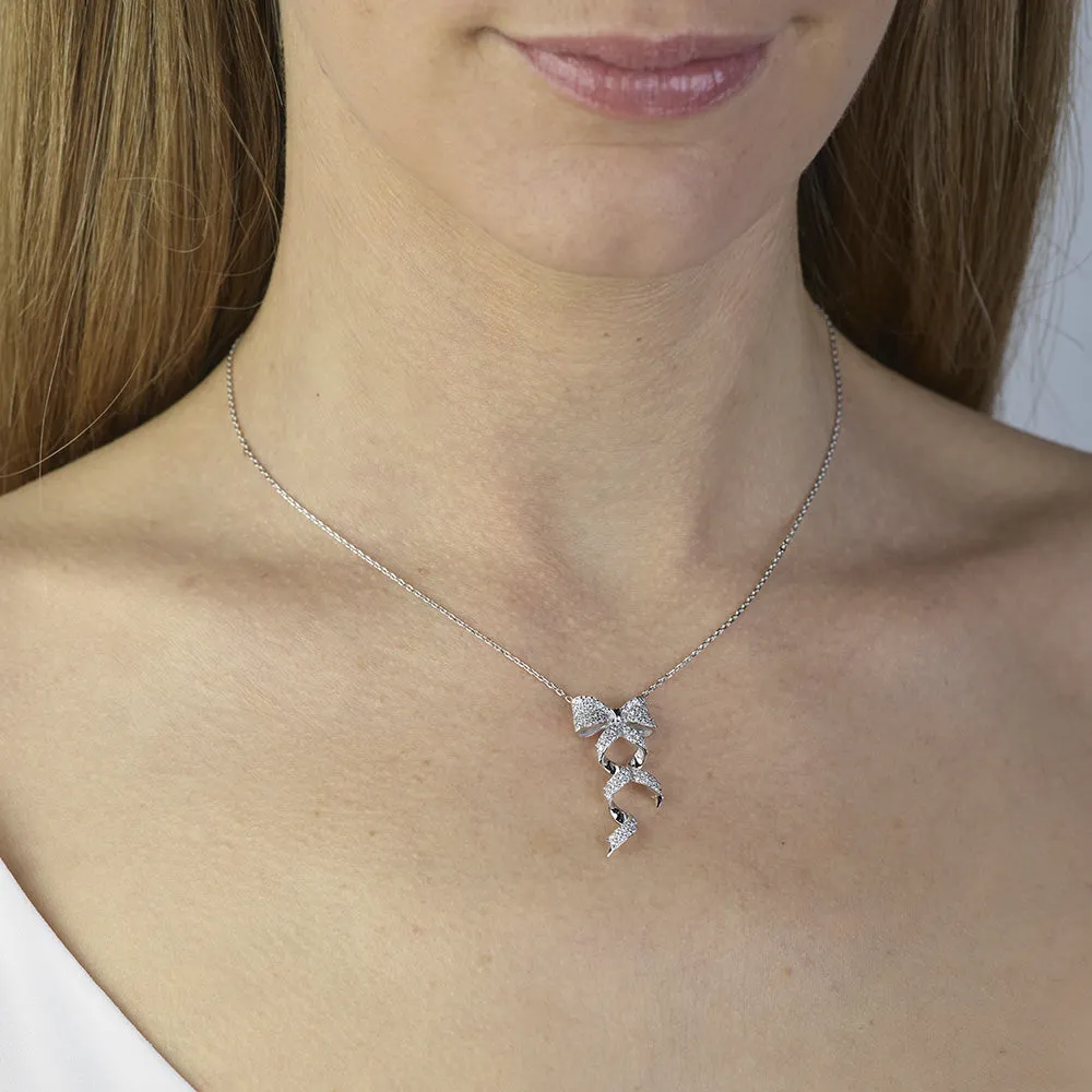 Sinico Dance Fiocco Collana Oro Bianco Zirconia 42 cm