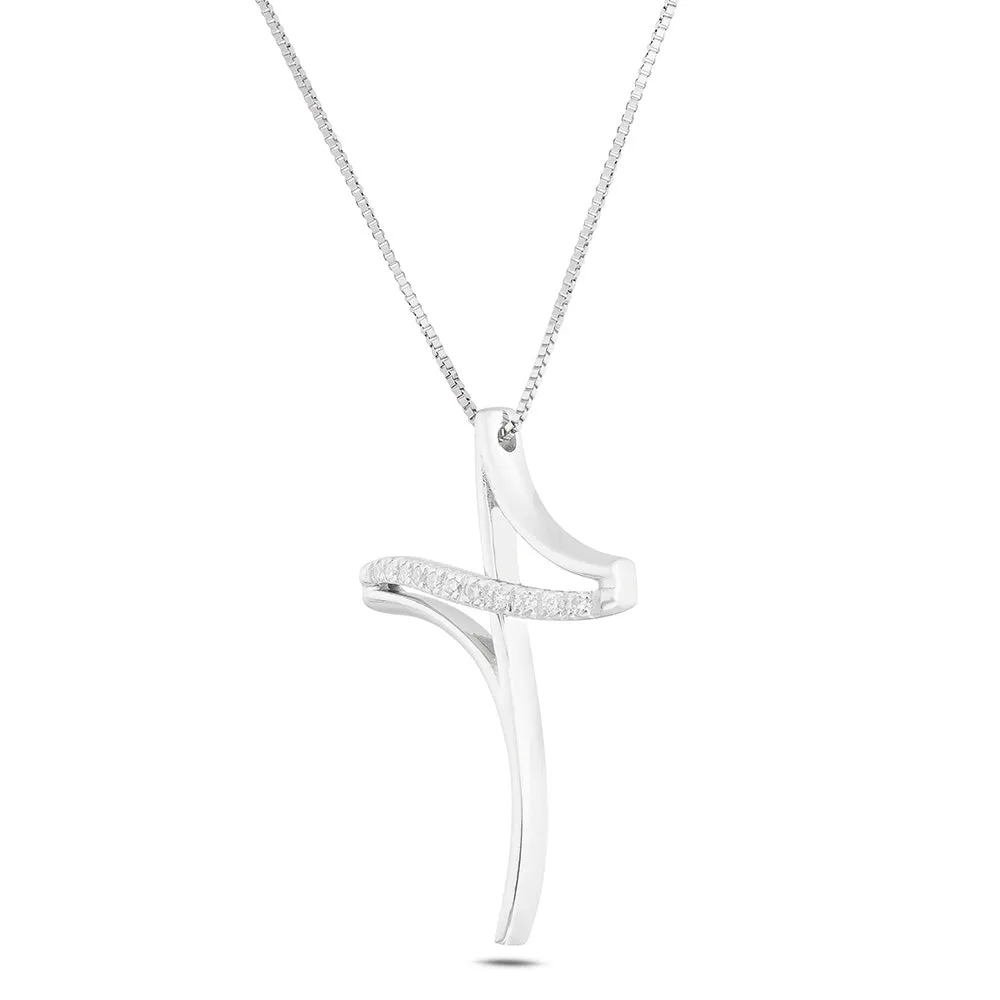 Sinico Eterea Croce Collana Oro Bianco Diamanti 42 cm