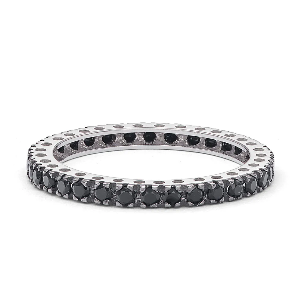 Sinico Eternity Griffe anello oro bianco zirconia neri