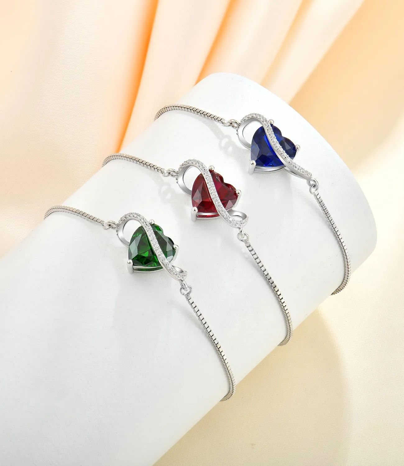 YL Bracciale Cuore Infinito Argento 925 Rubino Luglio